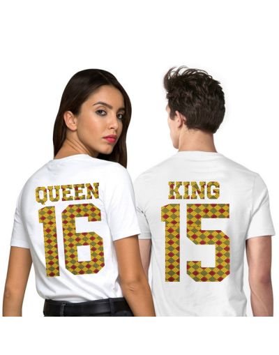 Tshirt Couple – Lot King & Queen Camo Wax 2 Personnalisable – Shirtizz