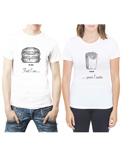 Fait l'un pour l'autre - Burger et Frite ? Tshirt Duo pour Couple Tshirt DUO