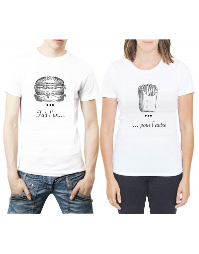 Fait l'un pour l'autre - Burger et Frite ? Tshirt Duo pour Couple Tshirt DUO Fait l'un pour l'autre - Burger et Frite ? Tshirt Duo pour Couple Tshirt DUO