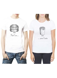 Fait l'un pour l'autre - Burger et Frite ? Tshirt Duo pour Couple Tshirt DUO