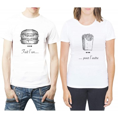 Fait l'un pour l'autre - Burger et Frite ? Tshirt Duo pour Couple Tshirt DUO