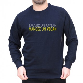 Sauvez un paysan, mangez un Vegan - Sweat Humour Agriculteur Sweat Homme agriculteur