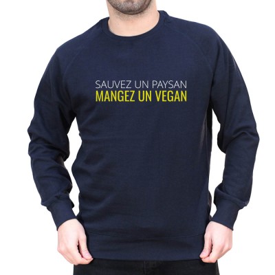 Sauvez un paysan, mangez un Vegan - Sweat Humour Agriculteur Sweat Homme agriculteur