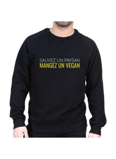 Sauvez un paysan, mangez un Vegan - Sweat Humour Agriculteur Sweat Homme agriculteur