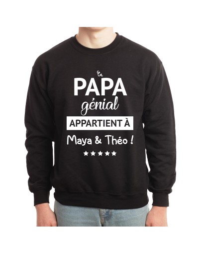 Ce papa génial appartient à - Sweat col rond (Crewneck) Sweat Homme